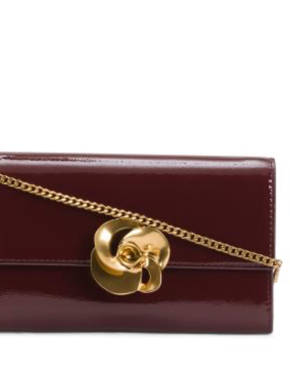 Ted Baker London Burgundy Patent Italian  leather with Gold Chain.